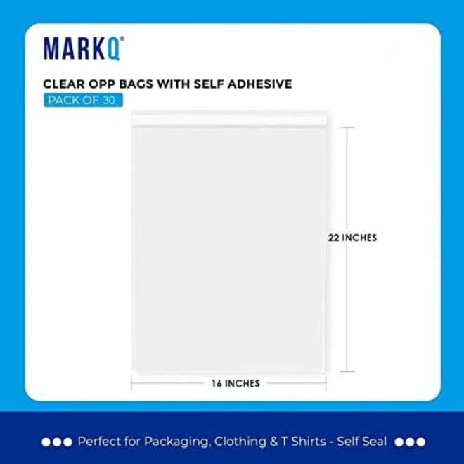 مارك MARKQ حقيبة بريد بلاستيكية شفافة قابلة لإعادة الإغلاق مقاس 16 × 22 بوصة، أكياس سيلوفان بلاستيكية ذاتية الإغلاق للتغليف، للملابس، والسراويل، ومستندات A4، والصور - Image 4