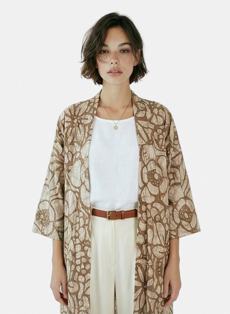 RAVIN Women Floral Print Open-Front Long Cardigan - Image 4