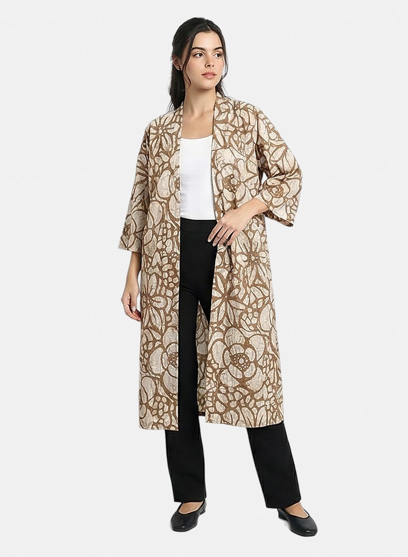 RAVIN Women Floral Print Open-Front Long Cardigan - Image 5