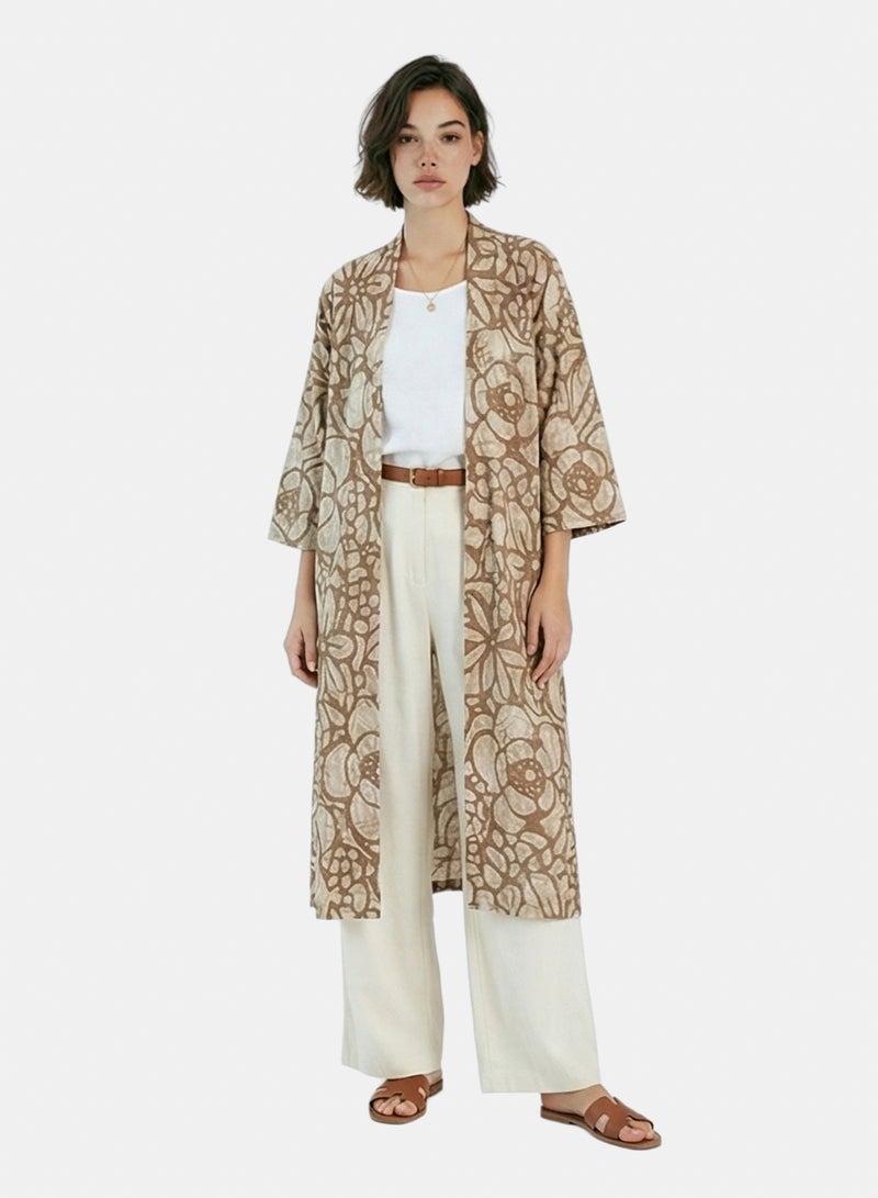 RAVIN Women Floral Print Open-Front Long Cardigan - Image 1