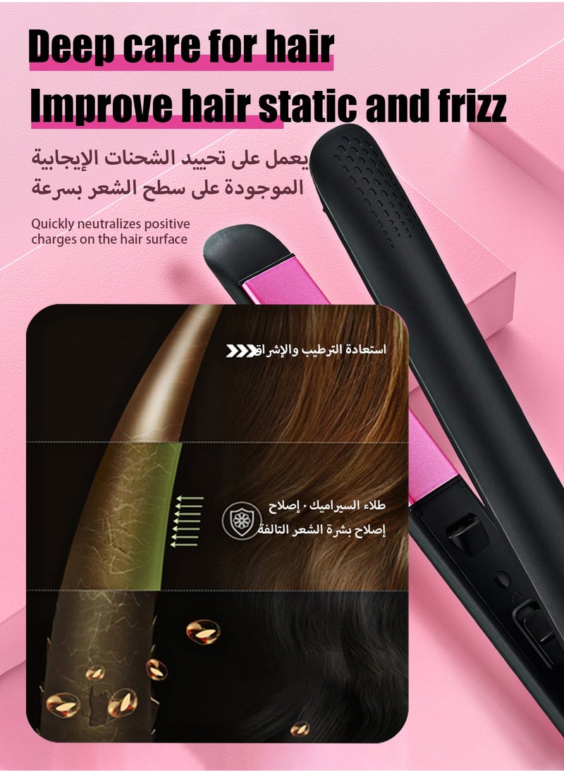 HEROCKX - Flat Iron Hair Straightener, Titanium Flat Iron with Adjustable Temp(290°F-450°F), 1 inch Plate for All Hairstyles Anti-Scald Dual Voltage Straightening and Curler 2 in 1 - Image 1