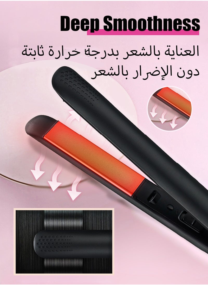 HEROCKX - Flat Iron Hair Straightener, Titanium Flat Iron with Adjustable Temp(290°F-450°F), 1 inch Plate for All Hairstyles Anti-Scald Dual Voltage Straightening and Curler 2 in 1 - Image 1