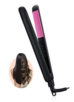 Flat Iron Hair Straightener, Titanium Flat Iron with Adjustable Temp(290°F-450°F), 1 inch Plate for All Hairstyles Anti-Scald Dual Voltage Straightening and Curler 2 in 1