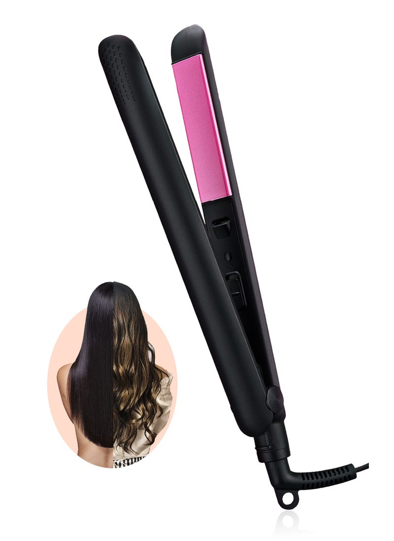 HEROCKX - Flat Iron Hair Straightener, Titanium Flat Iron with Adjustable Temp(290°F-450°F), 1 inch Plate for All Hairstyles Anti-Scald Dual Voltage Straightening and Curler 2 in 1 - Image 1