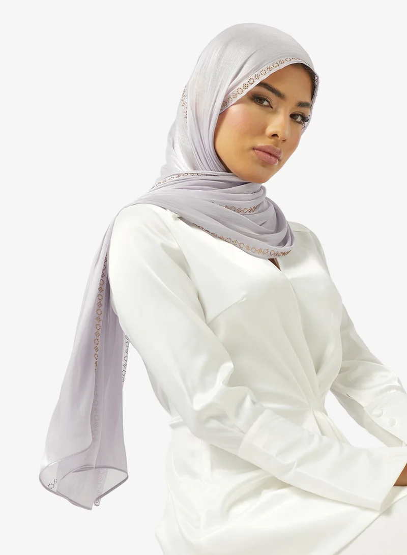 Khizana Embellished Rhinestone Gold Detail Modest Hijab Headscarf