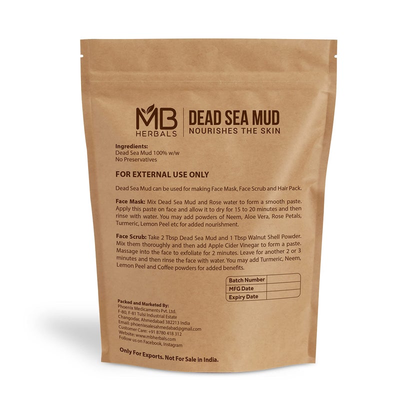 MB Herbals Dead Sea Mud 227 Gram | Half Pound | For Face Packs and Soap Making | Nourishes & Exfoliates the Skin | Dry Clay Powder - Image 2