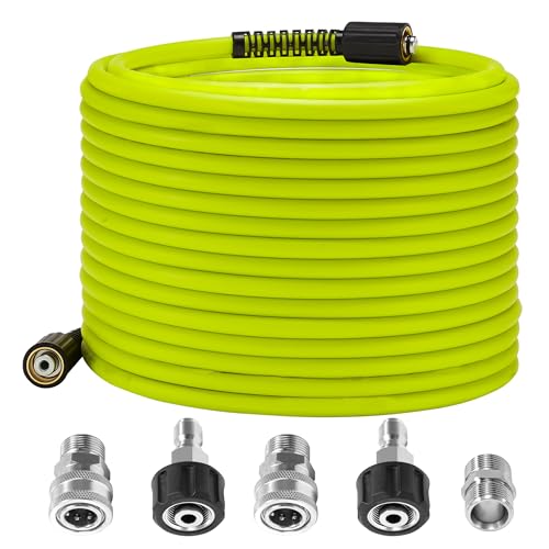 M MINGLE Pressure Washer Hose 50 FT x 1/4" - Replacement Power Wash Hose with M22 14mm Stainless Steel Quick Connect Power Washer Adapter Sets - 3600PSI - Image 1