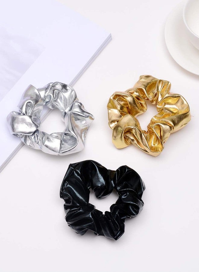 ACCGLORY Shiny Scrunchies Metallic Tone Hair Bands Elastic Hair Ties Set Glitter Ponytail Holder Soft Scrunchy for Women(6 Pack Hair Scrunchies) - Image 3