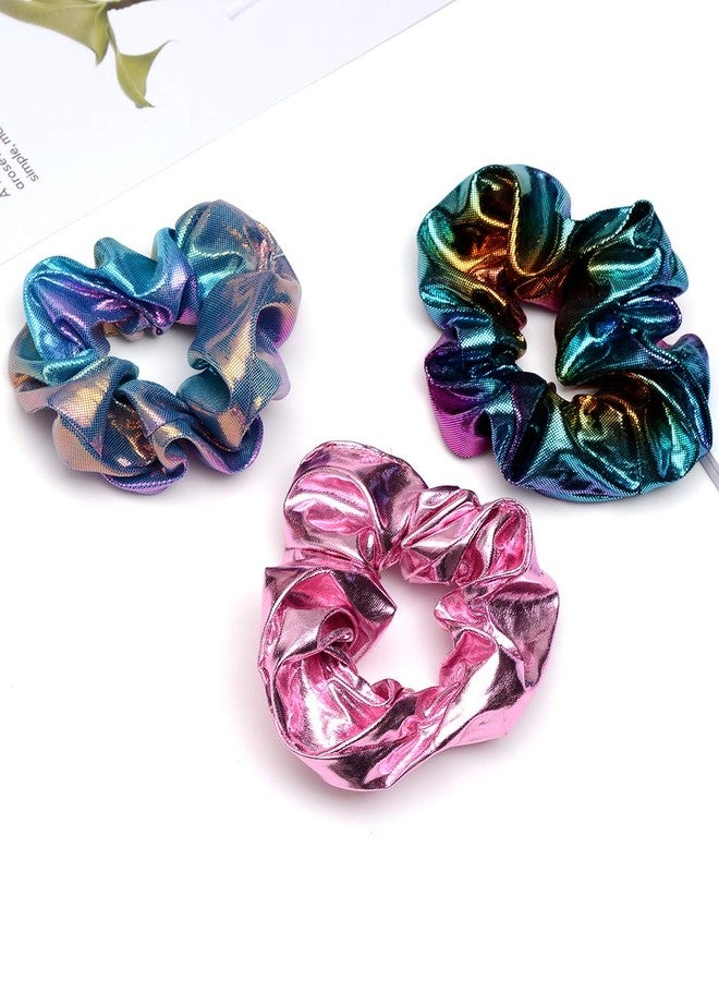 ACCGLORY Shiny Scrunchies Metallic Tone Hair Bands Elastic Hair Ties Set Glitter Ponytail Holder Soft Scrunchy for Women(6 Pack Hair Scrunchies) - Image 4