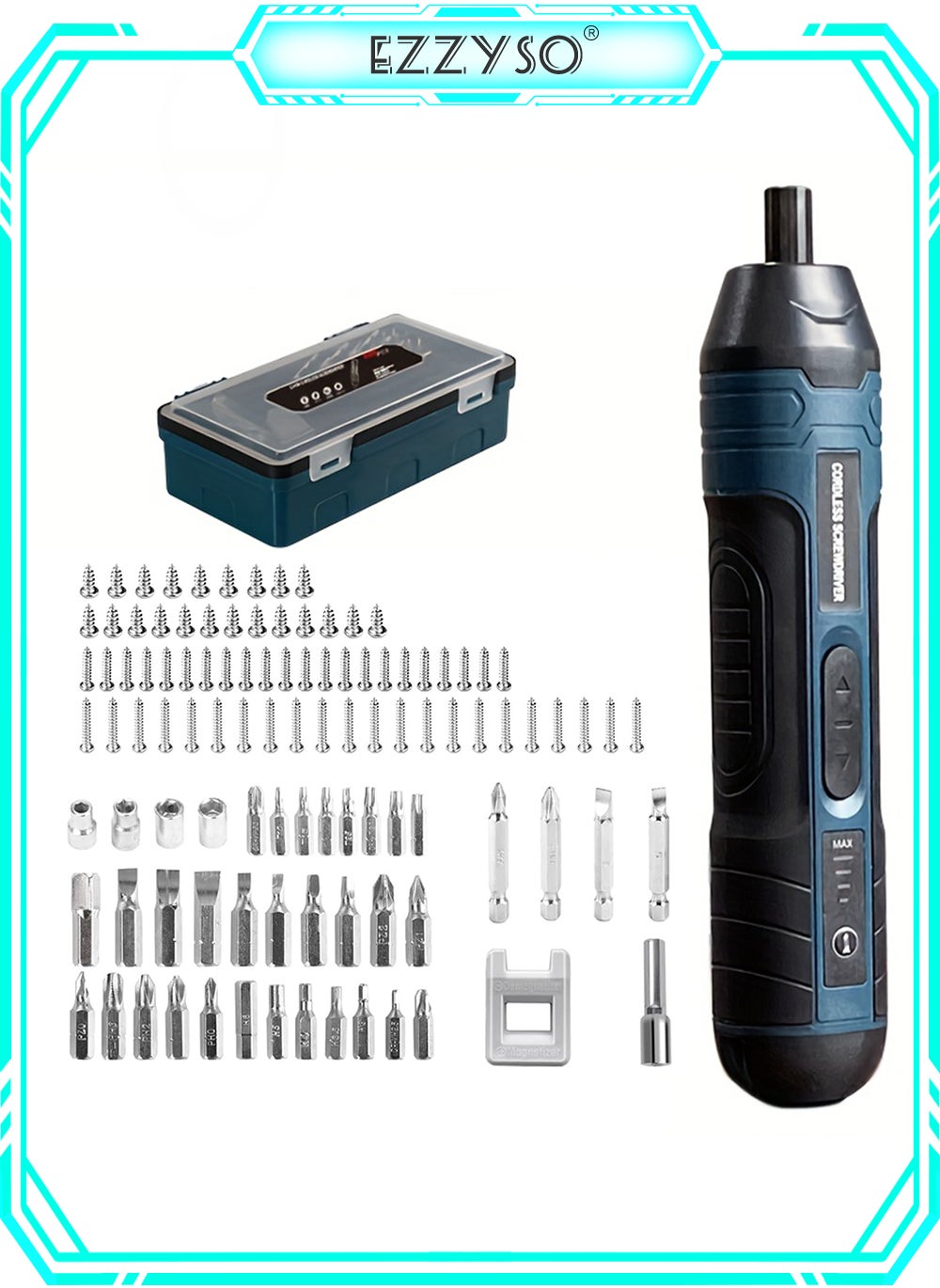 EzzySo Electric Cordless Screwdriver With 105pcs Accessories USB Rechargeable Portable Electric Screwdriver Set Adjustable Torque Cordless Screwdriver For Small Home Projects Home DIY Repair 