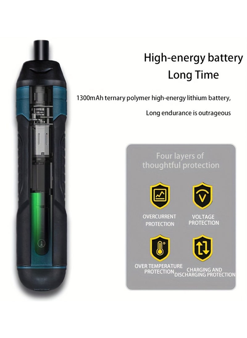 EzzySo Electric Cordless Screwdriver With 105pcs Accessories USB Rechargeable Portable Electric Screwdriver Set Adjustable Torque Cordless Screwdriver For Small Home Projects Home DIY Repair  - Image 4