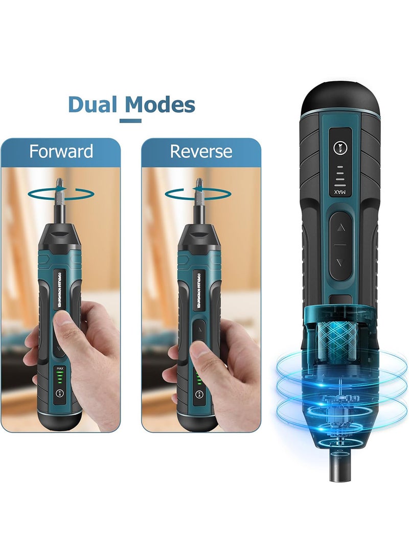 EzzySo Electric Cordless Screwdriver With 105pcs Accessories USB Rechargeable Portable Electric Screwdriver Set Adjustable Torque Cordless Screwdriver For Small Home Projects Home DIY Repair  - Image 3