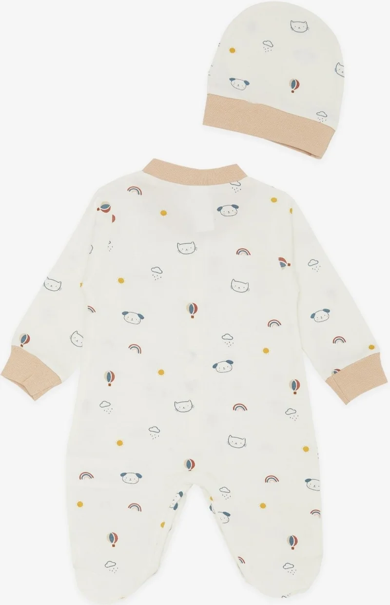 بريز Baby Boy Booties Rompers Sky Themed Animal Patterned 0-3 Months-6 Months, Ecru