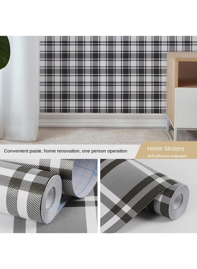 Bluejw Wallpaper Self-adhesive Waterproof Moisture-proof Student Dormitory Bedroom Renovation Sticker Plaid Ins Wallpaper Wall Cabinet Sticker - Image 1