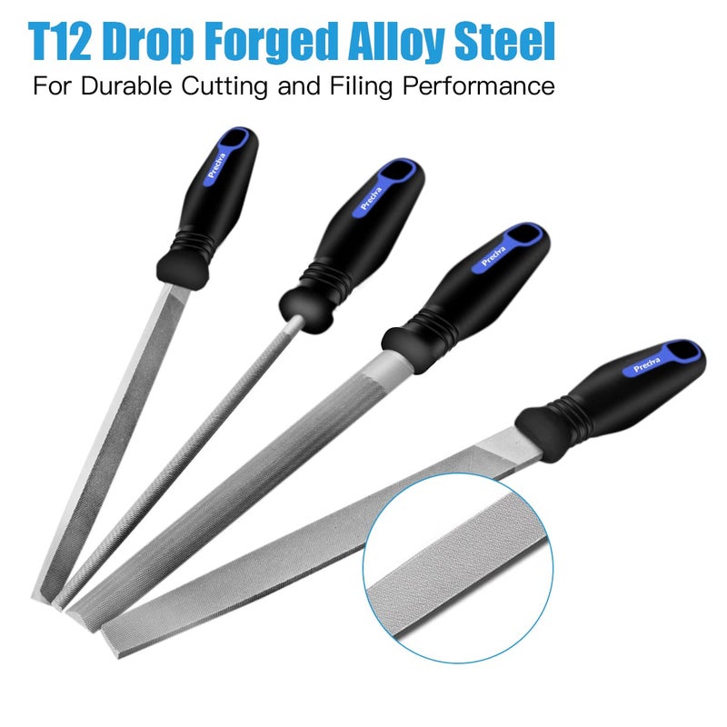 Preciva 18PCS File Set, 18 in1 High Carbon Steel Multipurpose File Set Includes 4PCS Flat/Triangle/Half-Round/Round Large File and 12PCS Needle File and ONE Scrath Brush and ONE Portable Bag - Image 2