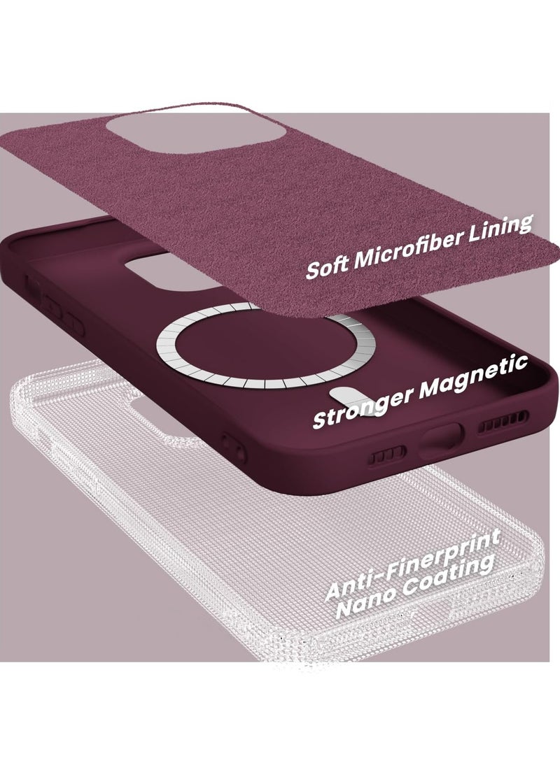 ESCASE Magnetic Silicone Case for iPhone 13 Pro Max 6.7-Inch, Compatible with MagSafe,Silky-Soft Touch Full-Body Protective Phone Case, Shockproof Cover with Microfiber Lining Purple  - Image 4