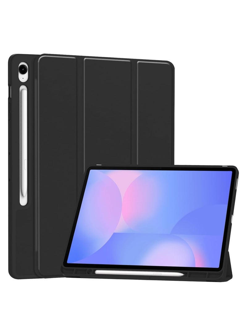 Tablet Case for Samsung Galaxy Tab S10 FE+/ S10 FE Plus 13.1-Inch with S Pen Holder, Soft TPU Tri-Fold Stand Protective Tablet Cover, Support S Pen Charging, Auto Wake/Sleep (Black) - Image 1