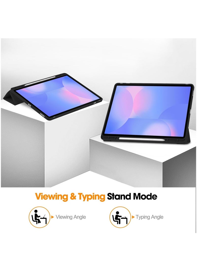 Tablet Case for Samsung Galaxy Tab S10 FE+/ S10 FE Plus 13.1-Inch with S Pen Holder, Soft TPU Tri-Fold Stand Protective Tablet Cover, Support S Pen Charging, Auto Wake/Sleep (Black) - Image 3