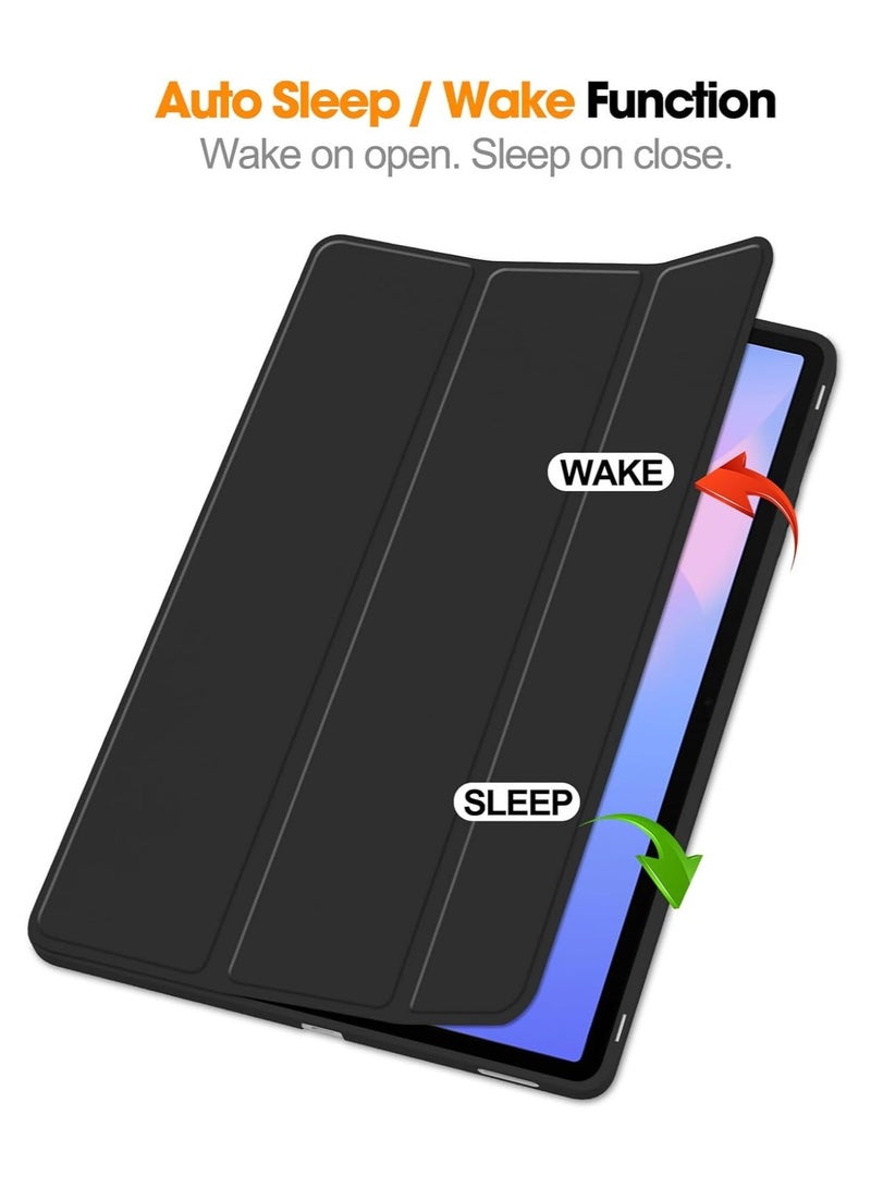 Tablet Case for Samsung Galaxy Tab S10 FE+/ S10 FE Plus 13.1-Inch with S Pen Holder, Soft TPU Tri-Fold Stand Protective Tablet Cover, Support S Pen Charging, Auto Wake/Sleep (Black) - Image 2