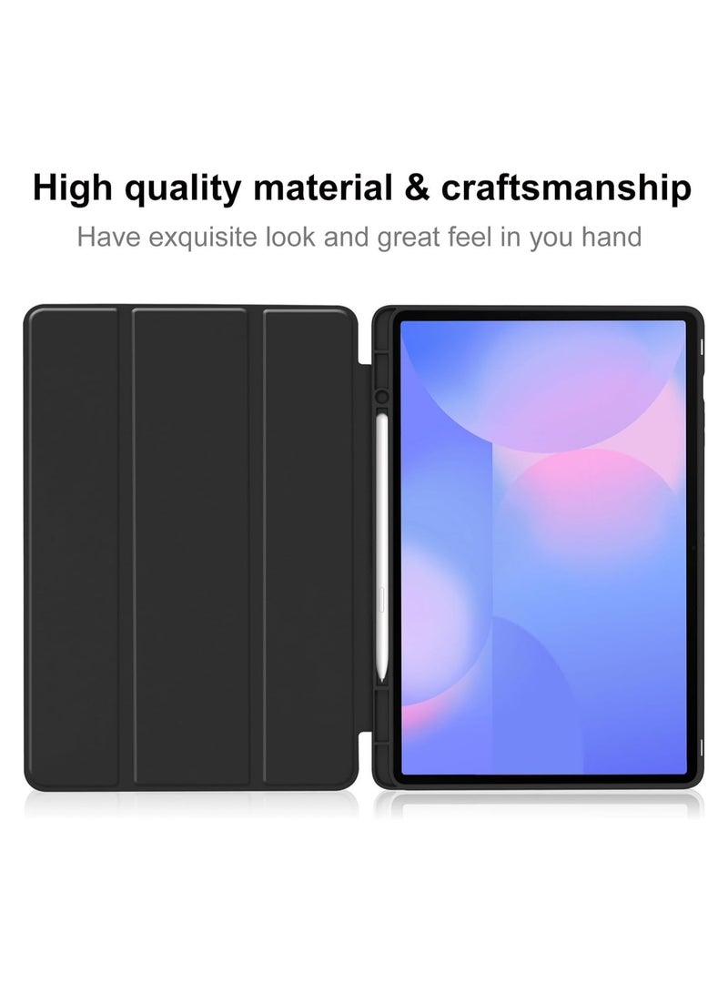 Tablet Case for Samsung Galaxy Tab S10 FE+/ S10 FE Plus 13.1-Inch with S Pen Holder, Soft TPU Tri-Fold Stand Protective Tablet Cover, Support S Pen Charging, Auto Wake/Sleep (Black) - Image 5