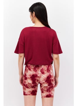 BCBGeneration Women 2 Pcs Metallic Pyjama Set, Maroon Combo  - Image 3