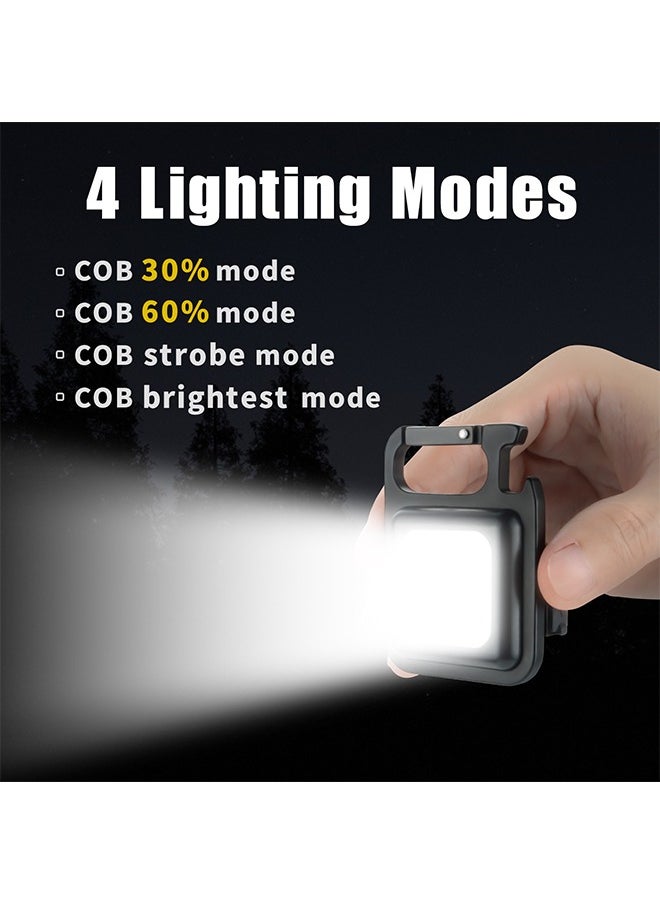 GROIC - COB Small Flashlights Keychain Light 800Lumens Bright Mini Flashlight Rechargeable 4 Light Modes Portable Pocket Flashlight with Folding Bracket Magnet Base Bottle Opener for Camping Walking - Image 1