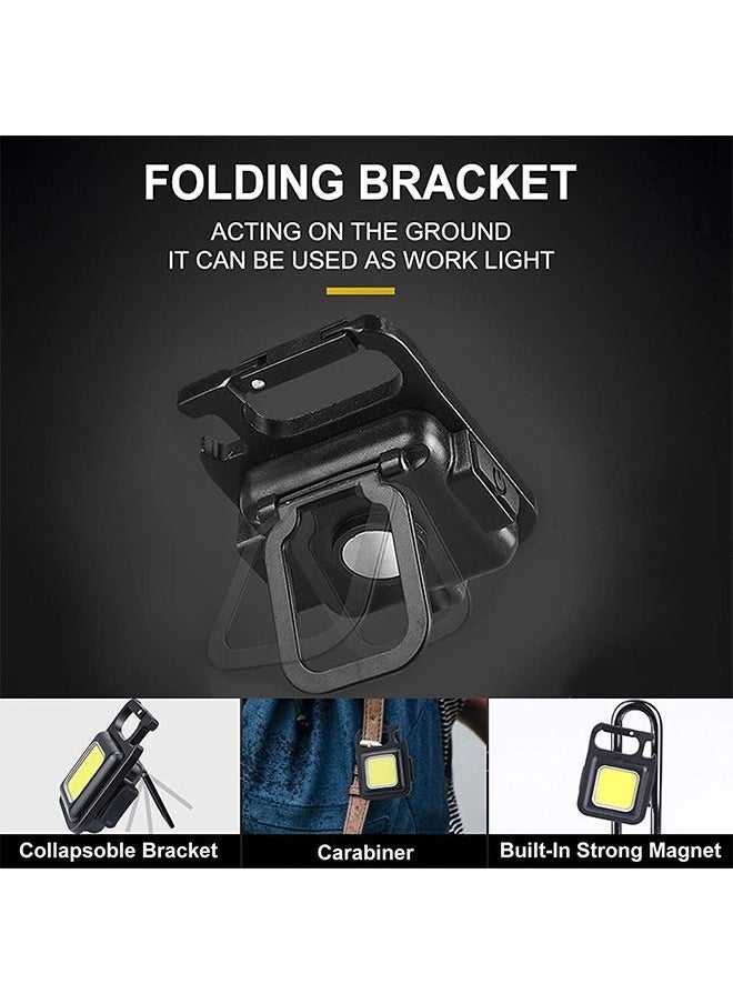 GROIC - COB Small Flashlights Keychain Light 800Lumens Bright Mini Flashlight Rechargeable 4 Light Modes Portable Pocket Flashlight with Folding Bracket Magnet Base Bottle Opener for Camping Walking - Image 1