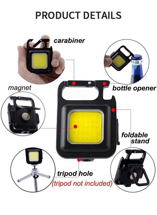 GROIC - COB Small Flashlights Keychain Light 800Lumens Bright Mini Flashlight Rechargeable 4 Light Modes Portable Pocket Flashlight with Folding Bracket Magnet Base Bottle Opener for Camping Walking - Image 1