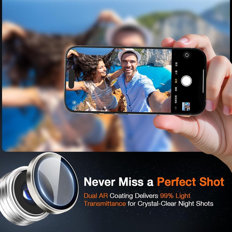LK for iPhone 17 Pro/17 Pro Max Camera Lens Protector [Top 9H+ Military Grade Shatterproof] One-Click Installation, Ultra-Tough HD, Individual Lens Protectors Scratch-resistant, Titanium Silver,2 Pack - Image 4