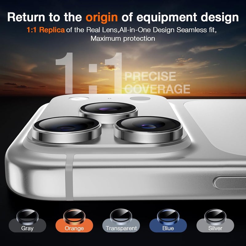LK for iPhone 17 Pro/17 Pro Max Camera Lens Protector [Top 9H+ Military Grade Shatterproof] One-Click Installation, Ultra-Tough HD, Individual Lens Protectors Scratch-resistant, Titanium Silver,2 Pack - Image 5