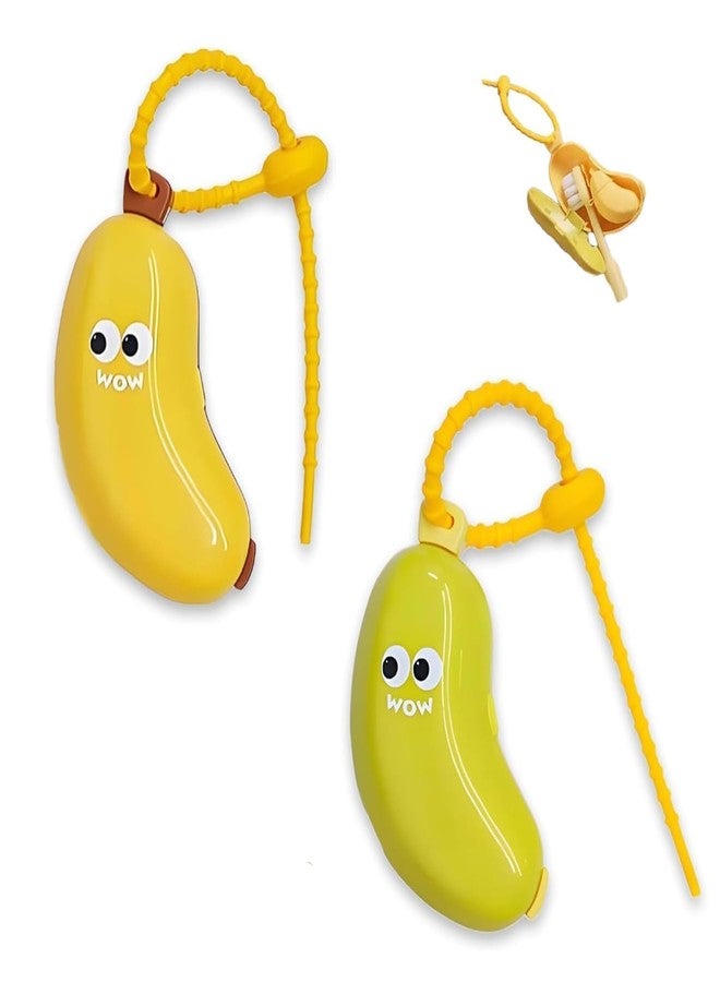 ZUGAD Toothbrush Cover Case Banana Fruits Tooth Brush Cover Box with Toothpaste Dispenser, Travel Toothbrush Cap and Brush Cover Case Portable Head Protector 1 pcs - Image 1