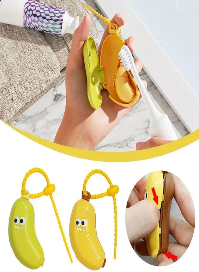 ZUGAD Toothbrush Cover Case Banana Fruits Tooth Brush Cover Box with Toothpaste Dispenser, Travel Toothbrush Cap and Brush Cover Case Portable Head Protector 1 pcs - Image 4