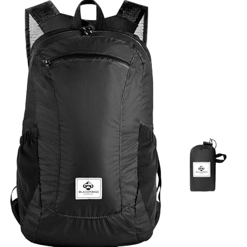 Blackpongo Small Backpack 18L Lightweight Packable Backpack for Travel Airplane Travel Hiking DaypackBlack - Image 1
