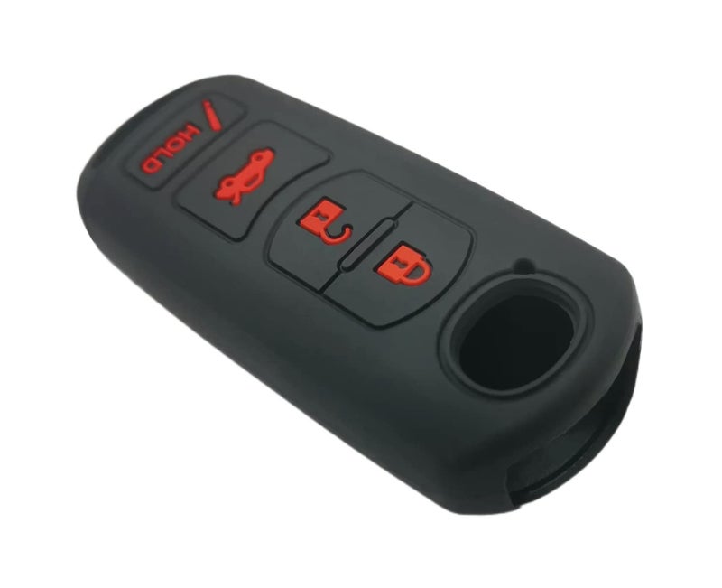 REPROTECTING Silicone Rubber Key Fob Cover Compatible with 2009-2019 Mazda 3 6 CX-5 CX-7 CX-9 MX-5 Miata Toyota Yaris iA Scion iA KR55WK49383 WAZX1T768SKE11A03 WAZSKE13D01 Black Black - Image 4
