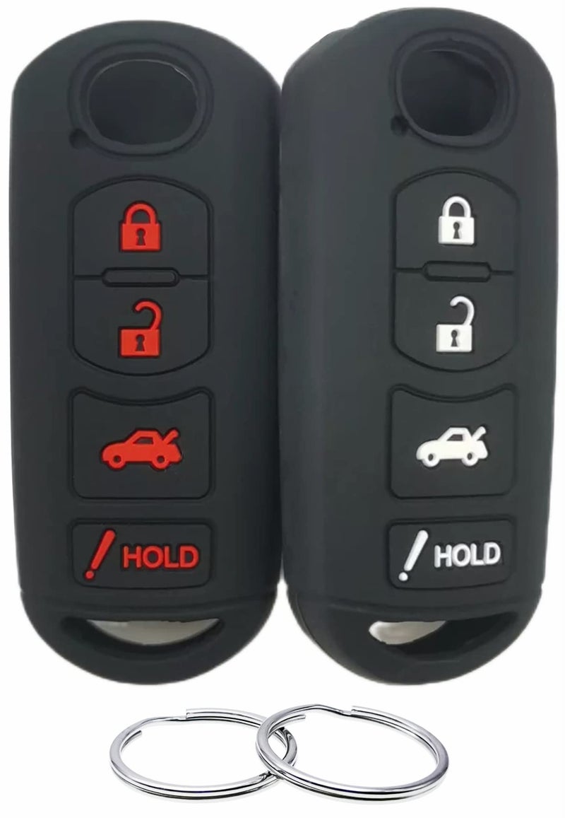 REPROTECTING Silicone Rubber Key Fob Cover Compatible with 2009-2019 Mazda 3 6 CX-5 CX-7 CX-9 MX-5 Miata Toyota Yaris iA Scion iA KR55WK49383 WAZX1T768SKE11A03 WAZSKE13D01 Black Black - Image 1