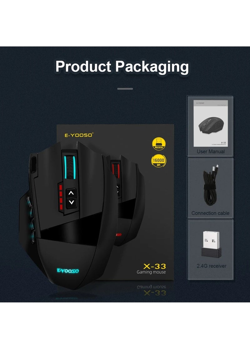 E-YOOSO - X-33 RGB USB Wireless Gaming Mouse,16000 Dpi 16 Buttons Programmable Game Optical Mice for Computer PC Laptop - Image 1