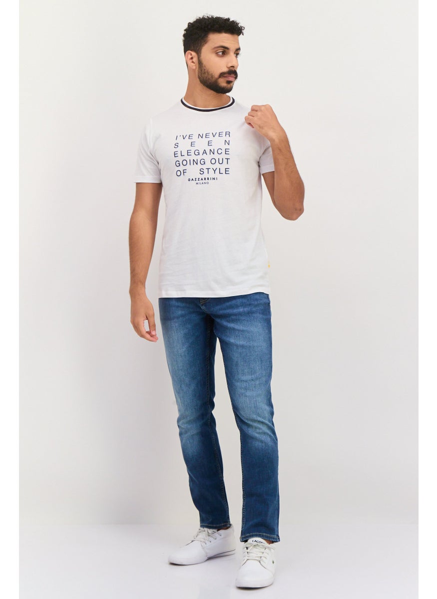 Gazzarrini Men Crew Neck Short Sleeves Graphic Print T-Shirt, White  - Image 2