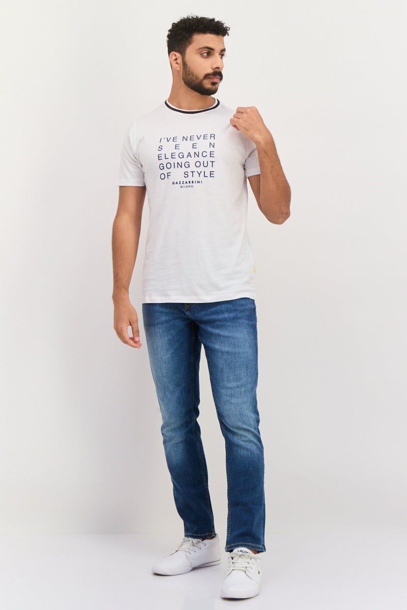 Gazzarrini Men Crew Neck Short Sleeves Graphic Print T-Shirt, White - Image 2