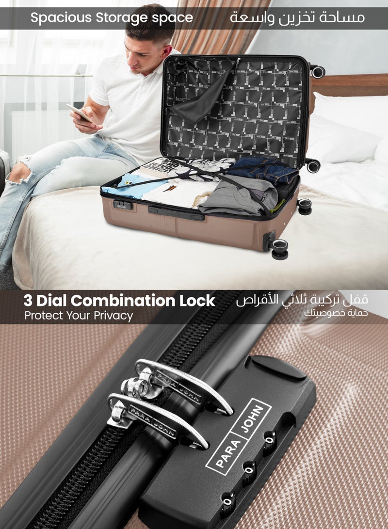 PARAJOHN خفيفة الوزن قطعة واحدة مقاس واحد ABS الجانب الصلب مقصورة صغيرة تحمل حقيبة سفر بعجلات مع قفل - Image 4