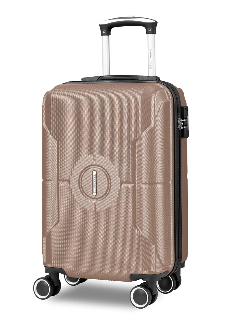 بارا جون Lightweight 1 piece Single Size ABS Hard side Small Cabin Carry Travel Luggage Trolley Bag with Lock- Champagne