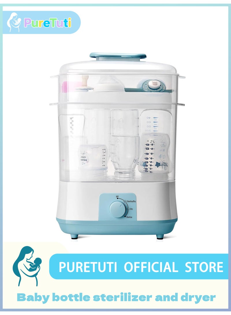PureTuti Electric Baby Bottle Sterilizer & Dryer - Steam Kills 99.9% Germs, 8-Bottle Capacity with Auto Shut-Off，Newborn must haves,newborn gift - Image 1