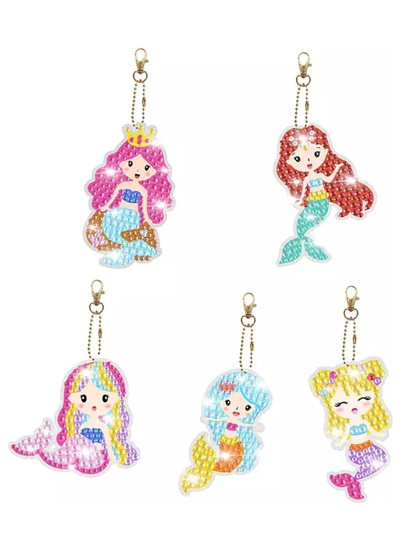 Diamond Painting Kit With Keychains For Kids, 5D Diamond Painting Craft For Age 6+, Diamond Dot Gem Art Kits For Kids, Princess Painting Kit  - Image 4