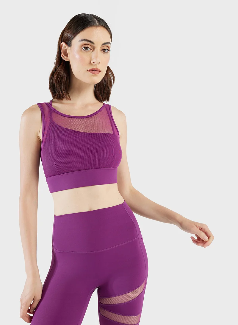 فورورد Sheer Mesh Panel Detail Sports Bra & Leggings Set