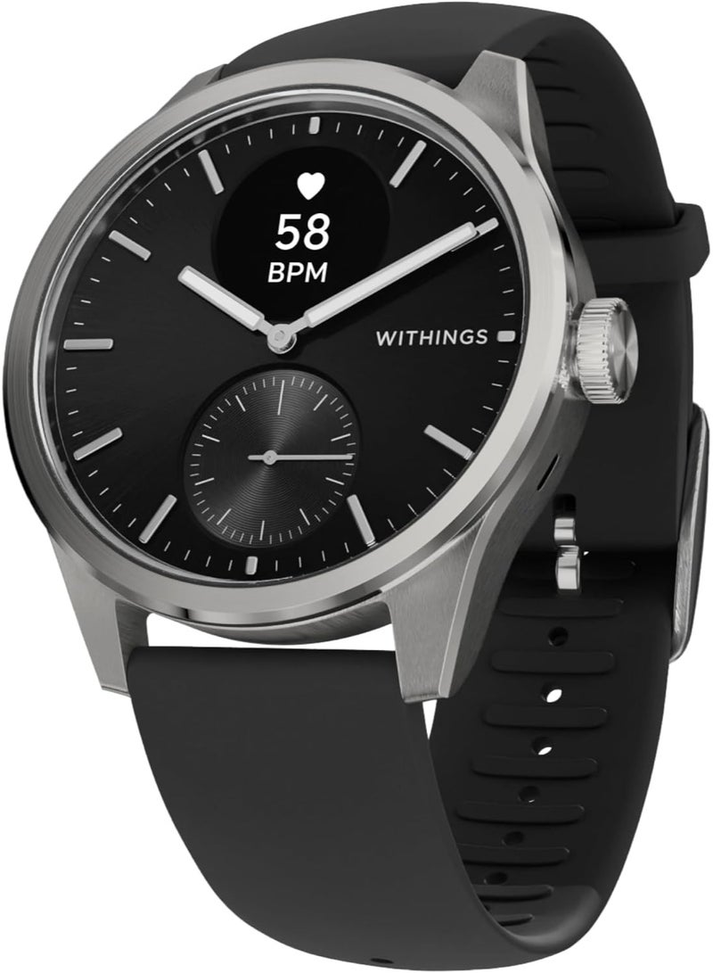 ويذينجز ساعة Withings ScanWatch 2 الذكية – مراقبة صحية متقدمة، تخطيط قلب ECG، قياس الأكسجين (SpO2)، تتبع النوم، بطارية تدوم 30 يوماً، مقاومة للماء – متوافقة مع Android وiOS - Image 1