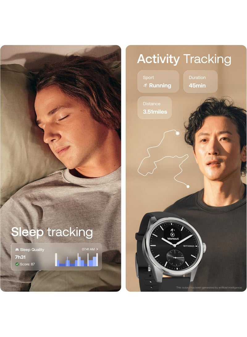 ويذينجز ساعة Withings ScanWatch 2 الذكية – مراقبة صحية متقدمة، تخطيط قلب ECG، قياس الأكسجين (SpO2)، تتبع النوم، بطارية تدوم 30 يوماً، مقاومة للماء – متوافقة مع Android وiOS - Image 5