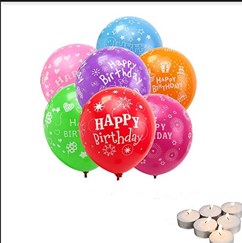 Trends Happy Birthday Printed Balloons Pack of 51 with 6 Pcs Tealight Candel