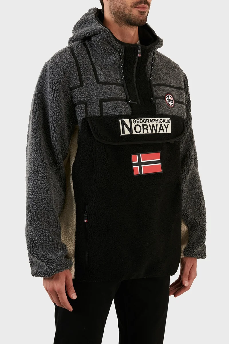 Norway Geographical Soft Texture Cold Resistant Hooded Polar Fleece Men's Polar Fleece Rıakolo