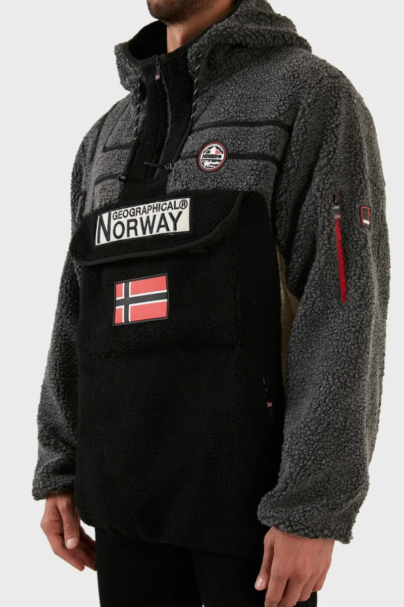 Norway Geographical Soft Texture Cold Resistant Hooded Polar Fleece Men's Polar Fleece Rıakolo