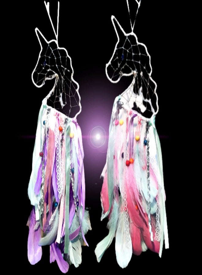 MSGH Dream Catcher ~ Unicorn Wall Hanging ~ Handmade Hangings for Positivity (Can be Used as Home Décor Accents, Wall Hangings, Meditation Room, Yoga Temple, Windchime) - Image 2
