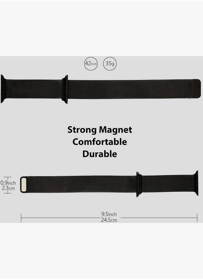 NIBEMINENT - Milanese Stainless Steel Wrist Band For Apple Watch 40 mm Black - Image 1